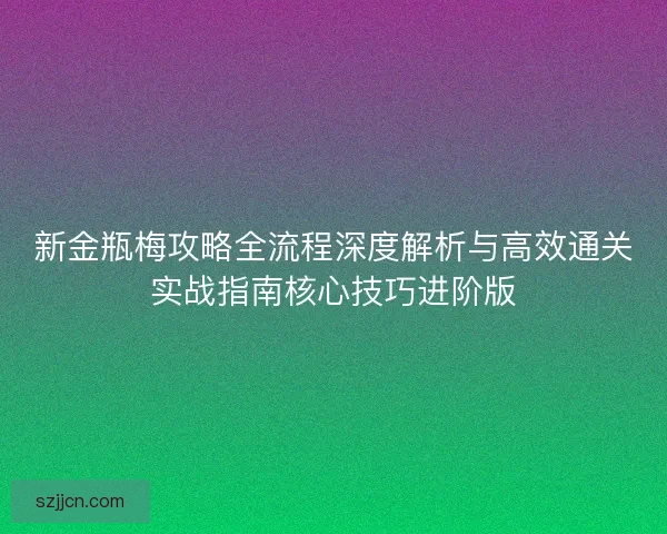 新金瓶梅攻略全流程深度解析与高效通关实战指南核心技巧进阶版