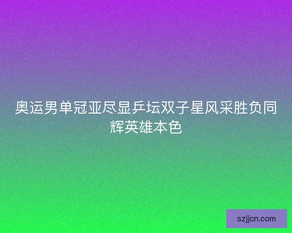 奥运男单冠亚尽显乒坛双子星风采胜负同辉英雄本色