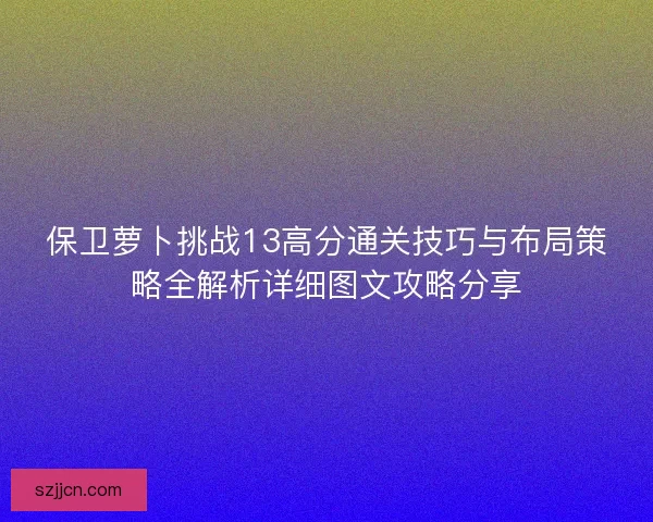 保卫萝卜挑战13高分通关技巧与布局策略全解析详细图文攻略分享
