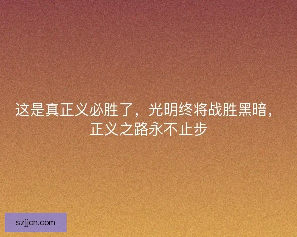 这是真正义必胜了，光明终将战胜黑暗，正义之路永不止步