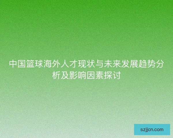 中国篮球海外人才现状与未来发展趋势分析及影响因素探讨 中国篮球海外人才现状与未来发展趋势分析及影响因素探讨